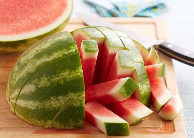 10 Ways To Cut Up A Watermelon From Basic To Fancy Allrecipes   102297701 Watermelon Cut Into Sticks Photo By Meredith Resized 